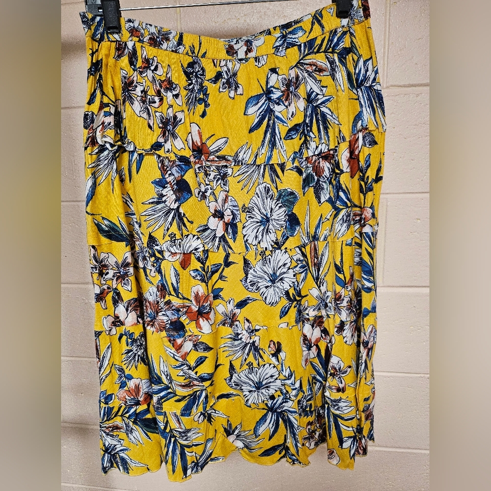Studio West Yellow Floral Midi Skirt